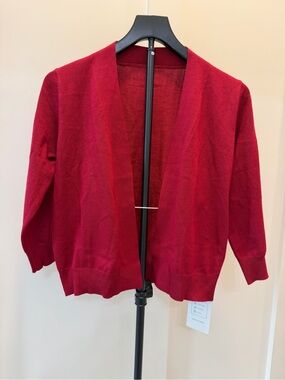 Women’s small red sweater 3/4 length sleeve #384